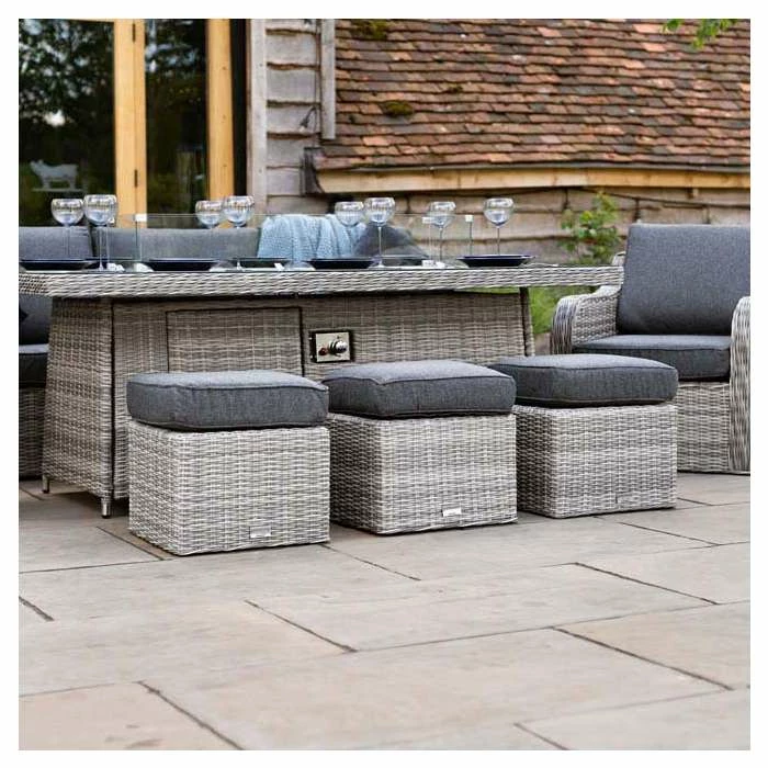 'Peony' Luxury Rattan 8 Seater Garden Sofa Set with Rectangular Fire Pit Table and Stools in Pebble by Primrose Living 9 'Peony' Luxury Rattan 8 Seater Garden Sofa Set with Rectangular Fire Pit Table and Stools in Pebble by Primrose Living - Image 9