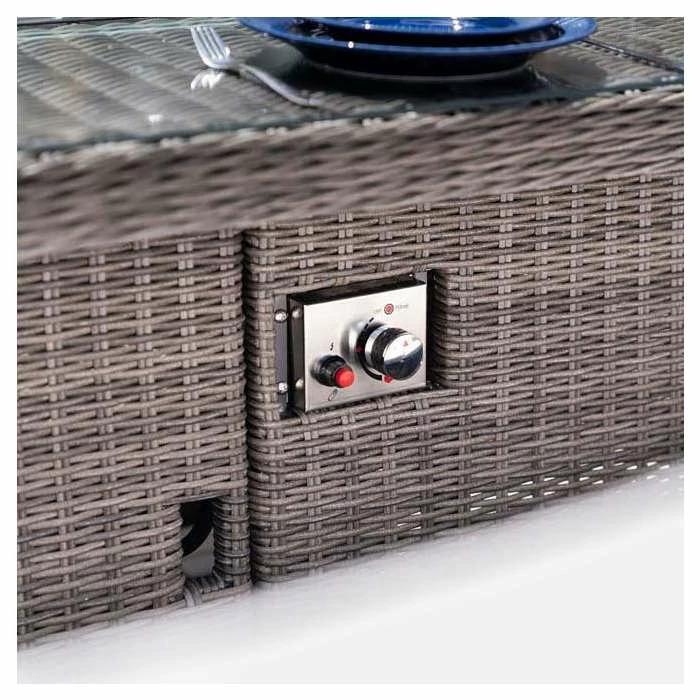 'Peony' Luxury Rattan 8 Seater Garden Sofa Set with Rectangular Fire Pit Table in Stone by Primrose Living 3 'Peony' Luxury Rattan 8 Seater Garden Sofa Set with Rectangular Fire Pit Table in Stone by Primrose Living - Image 3