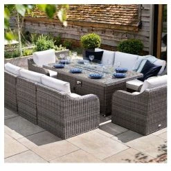 'Peony' Luxury Rattan 8 Seater Garden Sofa Set with Rectangular Fire Pit Table in Stone by Primrose Living 14 'Peony' Luxury Rattan 8 Seater Garden Sofa Set with Rectangular Fire Pit Table in Stone by Primrose Living -Garden Furniture Shop FU102404 4 30a8