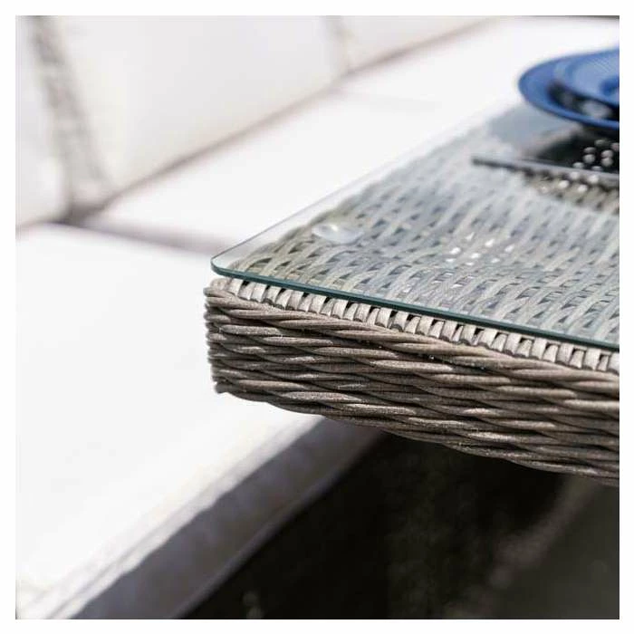 'Peony' Luxury Rattan 8 Seater Garden Sofa Set with Rectangular Fire Pit Table in Stone by Primrose Living 9 'Peony' Luxury Rattan 8 Seater Garden Sofa Set with Rectangular Fire Pit Table in Stone by Primrose Living - Image 9