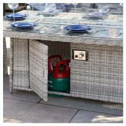 'Peony' Luxury Rattan 8 Seater Garden Sofa Set with Rectangular Fire Pit Table in Pebble by Primrose Living -Garden Furniture Shop FU102405 4 c36c