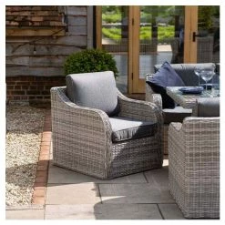 'Peony' Luxury Rattan 8 Seater Garden Sofa Set with Rectangular Fire Pit Table in Pebble by Primrose Living -Garden Furniture Shop FU102405 8 b025