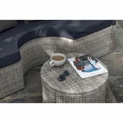 'Peony' Luxury Rattan Modular Daybed Sofa Set with Retractable Canopy in Pebble by Primrose Living -Garden Furniture Shop FU102406 Light Grey 4 87f0