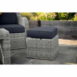 'Peony' Luxury Rattan 5 Seater Garden Sofa Set with Coffee Table and Footstools in Pebble by Primrose Living -Garden Furniture Shop FU102407 Light Grey Footstool 0db8