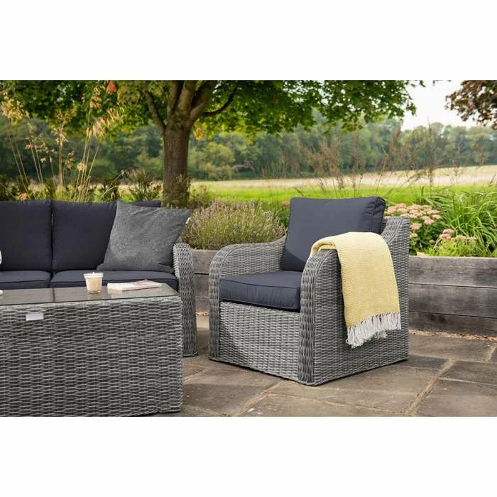 'Peony' Luxury Rattan 4 Seater Modular Garden Sofa Set with Coffee Table in Pebble by Primrose Living 4 'Peony' Luxury Rattan 4 Seater Modular Garden Sofa Set with Coffee Table in Pebble by Primrose Living - Image 4
