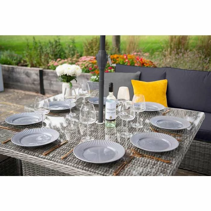 'Peony' Luxury Rattan 9 Seater Garden Sofa Set with Square Rising Table and Footstools in Pebble by Primrose Living 9 'Peony' Luxury Rattan 9 Seater Garden Sofa Set with Square Rising Table and Footstools in Pebble by Primrose Living - Image 9