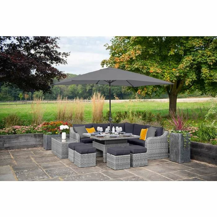 'Peony' Luxury Rattan 9 Seater Garden Sofa Set with Square Rising Table and Footstools in Pebble by Primrose Living 7 'Peony' Luxury Rattan 9 Seater Garden Sofa Set with Square Rising Table and Footstools in Pebble by Primrose Living - Image 7