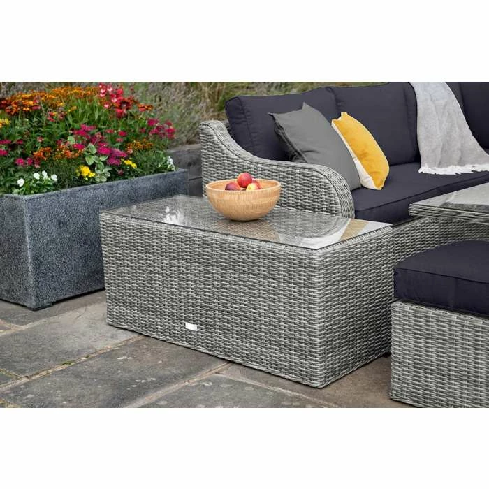 'Peony' Luxury Rattan 9 Seater Garden Sofa Set with Square Rising Table and Footstools in Pebble by Primrose Living 5 'Peony' Luxury Rattan 9 Seater Garden Sofa Set with Square Rising Table and Footstools in Pebble by Primrose Living - Image 5