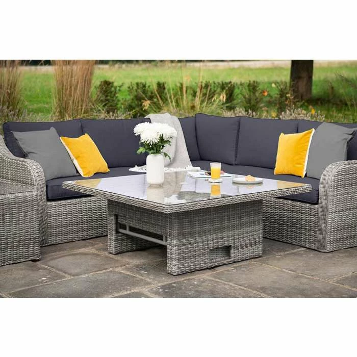 'Peony' Luxury Rattan 9 Seater Garden Sofa Set with Square Rising Table and Footstools in Pebble by Primrose Living 2 'Peony' Luxury Rattan 9 Seater Garden Sofa Set with Square Rising Table and Footstools in Pebble by Primrose Living - Image 2