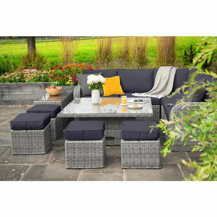 'Peony' Luxury Rattan 9 Seater Garden Sofa Set with Square Rising Table and Footstools in Pebble by Primrose Living 3 'Peony' Luxury Rattan 9 Seater Garden Sofa Set with Square Rising Table and Footstools in Pebble by Primrose Living - Image 3