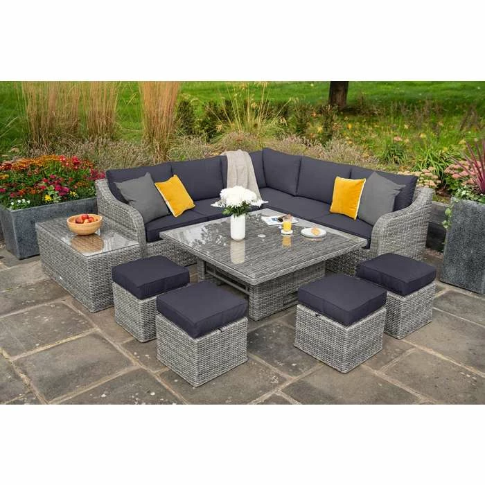 'Peony' Luxury Rattan 9 Seater Garden Sofa Set with Square Rising Table and Footstools in Pebble by Primrose Living 1 'Peony' Luxury Rattan 9 Seater Garden Sofa Set with Square Rising Table and Footstools in Pebble by Primrose Living