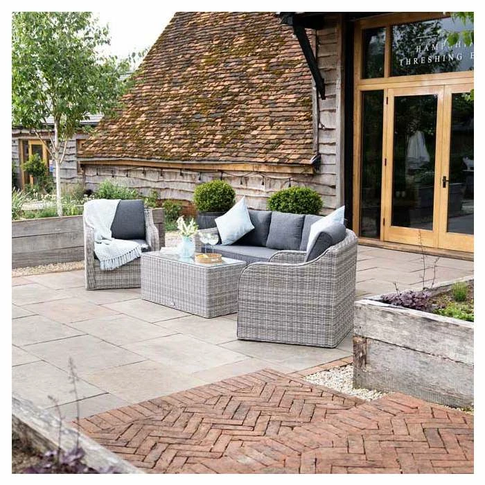 'Peony' Luxury Rattan 5 Seater Garden Sofa Set with Coffee Table in Pebble by Primrose Living 3 'Peony' Luxury Rattan 5 Seater Garden Sofa Set with Coffee Table in Pebble by Primrose Living - Image 3