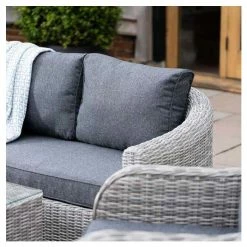 'Peony' Luxury Rattan 4 Seater Garden Sofa Set with Coffee Table in Pebble by Primrose Living -Garden Furniture Shop FU102437 3 e29a