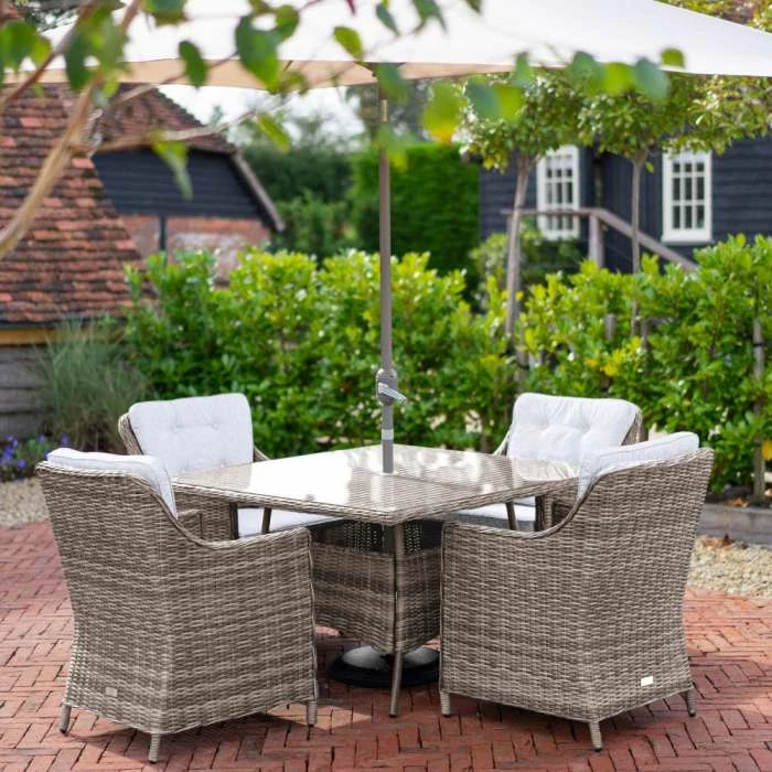 Luxury Rattan 4 Seater Square Garden Dining Set by Primrose Living - Image 2