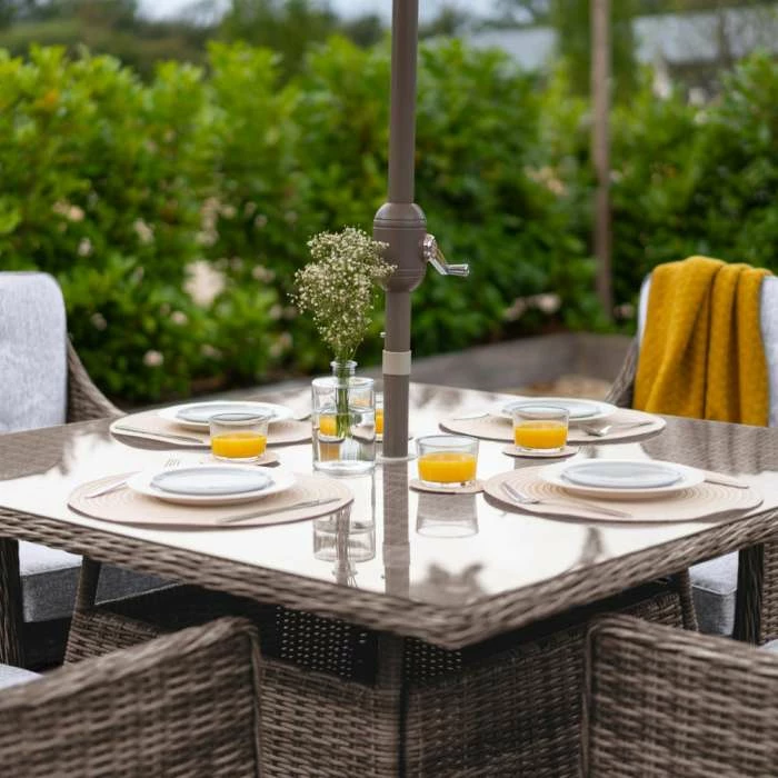 Luxury Rattan 4 Seater Square Garden Dining Set by Primrose Living - Image 3