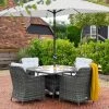 Luxury Rattan 4 Seater Square Garden Dining Set in Stone by Primrose Living