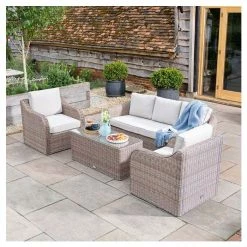'Peony' Luxury Rattan 5 Seater Garden Sofa Set with Coffee Table by Primrose Living -Garden Furniture Shop FU102440 7 04cd