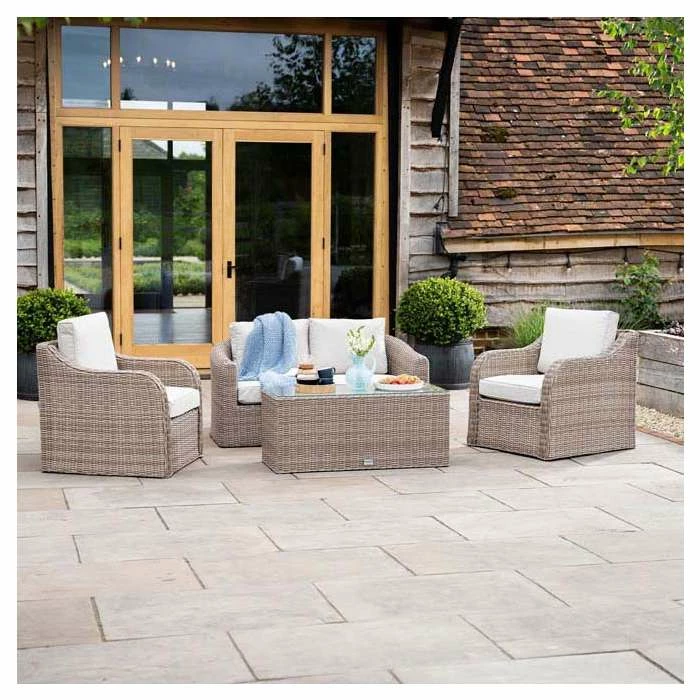 'Peony' Luxury Rattan 4 Seater Garden Sofa Set with Coffee Table by Primrose Living 1 'Peony' Luxury Rattan 4 Seater Garden Sofa Set with Coffee Table by Primrose Living