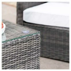 'Peony' Luxury Rattan 4 Seater Garden Sofa Set with Coffee Table in Stone by Primrose Living -Garden Furniture Shop FU102443 3 aade