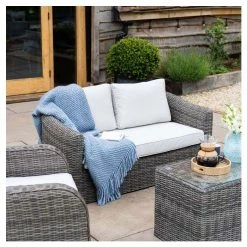 'Peony' Luxury Rattan 4 Seater Garden Sofa Set with Coffee Table in Stone by Primrose Living -Garden Furniture Shop FU102443 4 9b59
