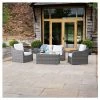 'Peony' Luxury Rattan 4 Seater Garden Sofa Set with Coffee Table in Stone by Primrose Living