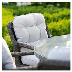 Classic Rattan 6 Seater Circular Garden Dining Set with Parasol in Stone by Primrose Living -Garden Furniture Shop FU102446 4 9c45