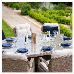 Classic Rattan 8 Seater Oval Garden Dining Set with Parasol by Primrose Living -Garden Furniture Shop FU102449 1 ac03
