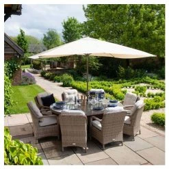 Classic Rattan 8 Seater Oval Garden Dining Set with Parasol by Primrose Living -Garden Furniture Shop FU102449 6 e4b8