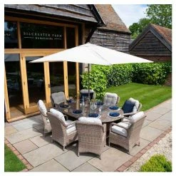 Classic Rattan 8 Seater Oval Garden Dining Set with Parasol by Primrose Living -Garden Furniture Shop FU102449 8 a97c