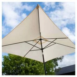 Classic Rattan 8 Seater Rectangular Garden Dining Set with Parasol in Stone by Primrose Living -Garden Furniture Shop FU102450 3 0726