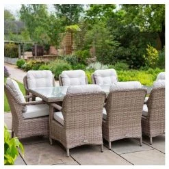 Classic Rattan 8 Seater Rectangular Garden Dining Set with Parasol by Primrose Living -Garden Furniture Shop FU102451 1 f297