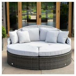 Classic Rattan Modular Daybed Sofa Set with Retractable Canopy in Stone by Primrose Living -Garden Furniture Shop FU102452 2 3b76