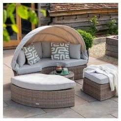 Classic Rattan Modular Daybed Sofa Set with Retractable Canopy by Primrose Living -Garden Furniture Shop FU102453 3 2 9a45