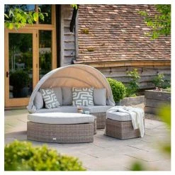 Classic Rattan Modular Daybed Sofa Set with Retractable Canopy by Primrose Living -Garden Furniture Shop FU102453 5 8ee4