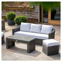 Classic Rattan 5 Seater Garden Sofa Set with Coffee Table and Footstools in Stone by Primrose Living 14 Classic Rattan 5 Seater Garden Sofa Set with Coffee Table and Footstools in Stone by Primrose Living -Garden Furniture Shop FU102454 2 4eb5