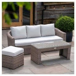 Classic Rattan 5 Seater Garden Sofa Set with Coffee Table and Footstools by Primrose Living -Garden Furniture Shop FU102455 1 ca58