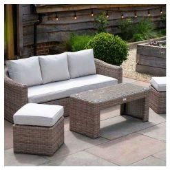 Classic Rattan 5 Seater Garden Sofa Set with Coffee Table and Footstools by Primrose Living -Garden Furniture Shop FU102455 2 5e69