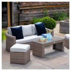 Classic Rattan 5 Seater Garden Sofa Set with Coffee Table and Footstools by Primrose Living -Garden Furniture Shop FU102455 4 9041