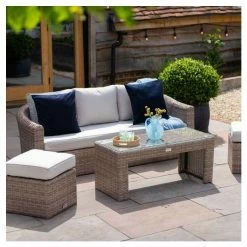 Classic Rattan 5 Seater Garden Sofa Set with Coffee Table and Footstools by Primrose Living -Garden Furniture Shop FU102455 5 b068