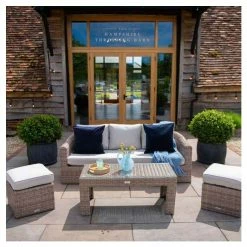 Classic Rattan 5 Seater Garden Sofa Set with Coffee Table and Footstools by Primrose Living -Garden Furniture Shop FU102455 6 6e23