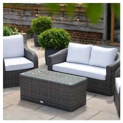 Classic Rattan 4 Seater Garden Sofa Set with Coffee Table in Stone by Primrose Living -Garden Furniture Shop FU102456 1 2 0eff