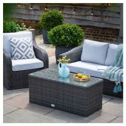 Classic Rattan 4 Seater Garden Sofa Set with Coffee Table in Stone by Primrose Living -Garden Furniture Shop FU102456 7 d998