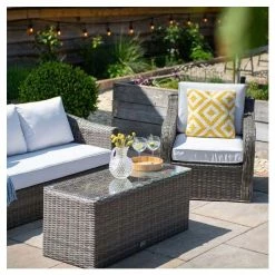 Classic Rattan 5 Seater Garden Sofa Set with Coffee Table in Stone by Primrose Living -Garden Furniture Shop FU102458 7 3b6c
