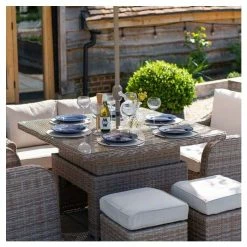 Classic Rattan 6 Seater Garden Sofa Set with Square Rising Table and Parasol by Primrose Living -Garden Furniture Shop FU102463 3 8c20