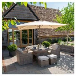 Classic Rattan 6 Seater Garden Sofa Set with Square Rising Table and Parasol by Primrose Living -Garden Furniture Shop FU102463 4 1758