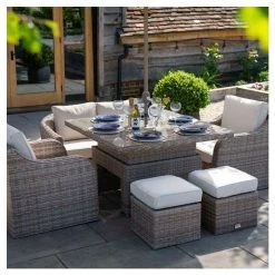 Classic Rattan 6 Seater Garden Sofa Set with Square Rising Table and Parasol by Primrose Living -Garden Furniture Shop FU102463 5 2f1b