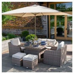 Classic Rattan 6 Seater Garden Sofa Set with Square Rising Table and Parasol by Primrose Living -Garden Furniture Shop FU102463 7 c85f