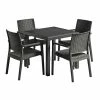 Rattan Effect Four Seater Table & Carver Chairs Garden Dining Set 80cm