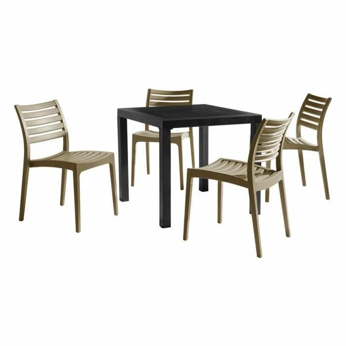 Taupe Four Seater Table & Chairs Garden Dining Set 80cm 1 Taupe Four Seater Table & Chairs Garden Dining Set 80cm
