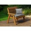 Charles Taylor Wooden Garden Traditional 2 Seater Bench with Grey Cushion and Fitted Cover